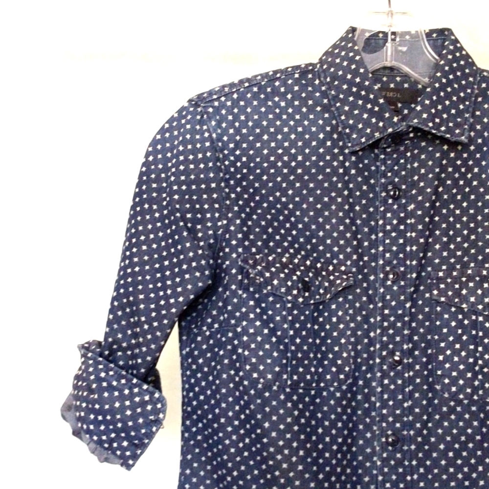 Denim printed button down